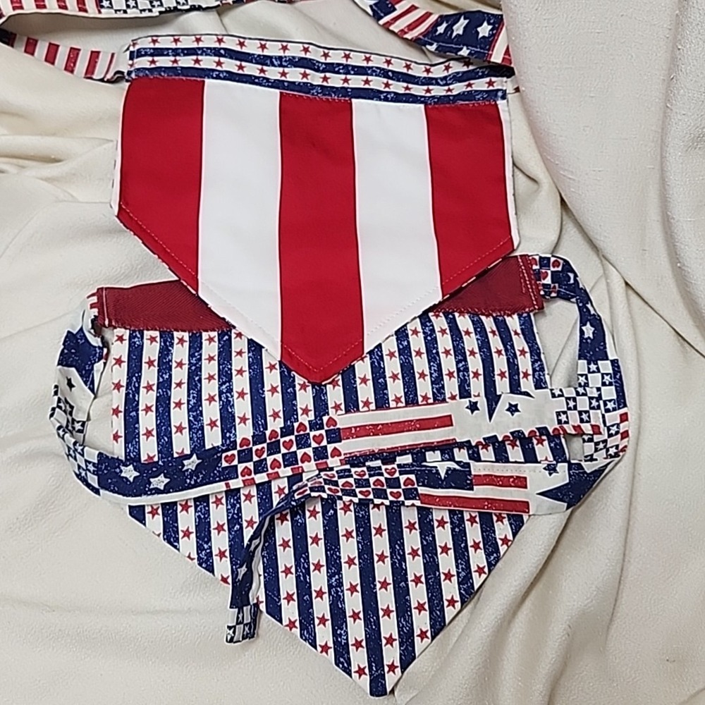 2 DOG BANDANA 4th July‎ Patriotic Party Red Blue Stars Holiday PET SCARF Tie On
